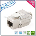 Cat7 utp blindado rj45 IDC keystone jack / tooless conector de jack modular de 90 graus / systimax cat5e cat6 plug banhado a ouro